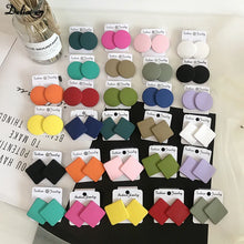 Load image into Gallery viewer, S925 Silver Color Square Earrings Frosted Paint Geometric Exaggeration Candy Color INS Korea Solid Color Acrylic Ring 2024 New