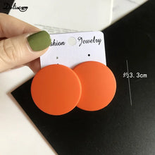 Load image into Gallery viewer, S925 Silver Color Square Earrings Frosted Paint Geometric Exaggeration Candy Color INS Korea Solid Color Acrylic Ring 2024 New