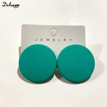 Load image into Gallery viewer, S925 Silver Color Square Earrings Frosted Paint Geometric Exaggeration Candy Color INS Korea Solid Color Acrylic Ring 2024 New
