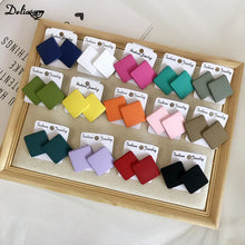 Load image into Gallery viewer, S925 Silver Color Square Earrings Frosted Paint Geometric Exaggeration Candy Color INS Korea Solid Color Acrylic Ring 2024 New