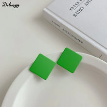 Load image into Gallery viewer, S925 Silver Color Square Earrings Frosted Paint Geometric Exaggeration Candy Color INS Korea Solid Color Acrylic Ring 2024 New