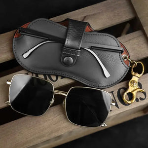 Leather Sunglasses Bag Handmade Eyeglasses Holder Pouch Reading Glasses Box Portable Glasses Case Cover Waist Buckle