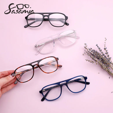 SASAMIA Male Glasses Frame Rectangle Glasses Double Layer Men Vacation Eyeglasses Optical Prescription Reading Man Glasses