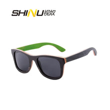 Load image into Gallery viewer, SHINU Brand Men's Sunglasses Polarized sunglasses women sakte board wood handmade glasses  square sunglasses Men vintage glasses