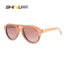 Load image into Gallery viewer, SHINU Brand wooden sun glassed for men  polarized sunglasses 2024 y2k glasses polarized fishing sunglasses handmade nture wood