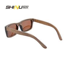 Load image into Gallery viewer, SHINU brand Bamboo Wood Sunglasses Handmade Square Wooden Frame Polarized sun glassed for man Eyeglasses Gafas De Sol