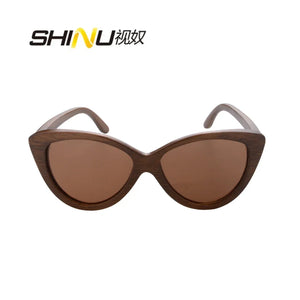 SHINU brand Women Sunglasses Bamboo Sun Glasses Polarized sunglasses women UV400 Protection sunglasses cat eye lenses eyeglasses