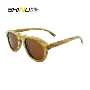 SHINU brand Wood Polarized sunglasses Men  Women Handmade zebra wood sun glassed for men pear wood retro sunglasses brown lens