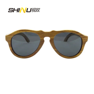 SHINU brand Wood Polarized sunglasses Men  Women Handmade zebra wood sun glassed for men pear wood retro sunglasses brown lens
