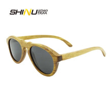 Carica l&#39;immagine nel visualizzatore di Gallery, SHINU brand Wood Polarized sunglasses Men  Women Handmade zebra wood sun glassed for men pear wood retro sunglasses brown lens