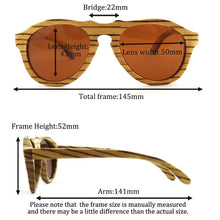 Carica l&#39;immagine nel visualizzatore di Gallery, SHINU brand Wood Polarized sunglasses Men  Women Handmade zebra wood sun glassed for men pear wood retro sunglasses brown lens
