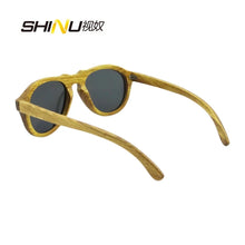 Carica l&#39;immagine nel visualizzatore di Gallery, SHINU brand Wood Polarized sunglasses Men  Women Handmade zebra wood sun glassed for men pear wood retro sunglasses brown lens