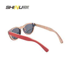 Carica l&#39;immagine nel visualizzatore di Gallery, SHINU brand Wooden polarized Sunglasses Women Skate board wood sun glasses wood manmade woman sunglasses woman luxury 2024