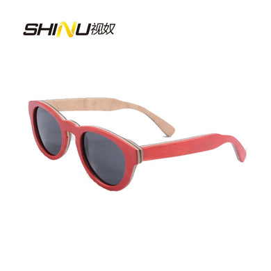 SHINU brand Wooden polarized Sunglasses Women Skate board wood sun glasses wood manmade woman sunglasses woman luxury 2024