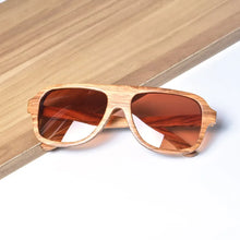 Load image into Gallery viewer, SHINU brand wooden polarized sun glassed for men manmade 100% wood sunglasses zebra wood big frame polarized driving sunglass