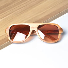 Load image into Gallery viewer, SHINU brand wooden polarized sun glassed for men manmade 100% wood sunglasses zebra wood big frame polarized driving sunglass