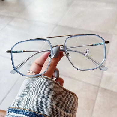 SO&EI Retro Double Bridges Square Women Anti-Blu-Ray Glasses Frame  TR90 Spring Hinge Men Optical Frame Computer Glasses