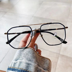 SO&EI Retro Double Bridges Square Women Anti-Blu-Ray Glasses Frame  TR90 Spring Hinge Men Optical Frame Computer Glasses