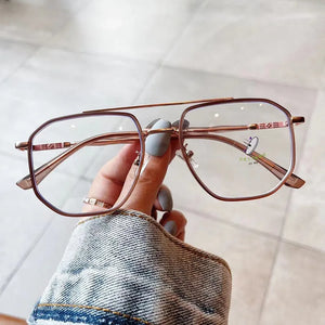 SO&EI Retro Double Bridges Square Women Anti-Blu-Ray Glasses Frame  TR90 Spring Hinge Men Optical Frame Computer Glasses