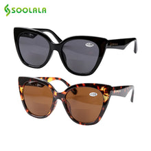 Load image into Gallery viewer, SOOLALA Cat Eye Bifocal Sunglasses Reading Glasses Women Men Designer Sunglasses Diopter Anti Blue Reading Sunglasses 1.0 to 4.0