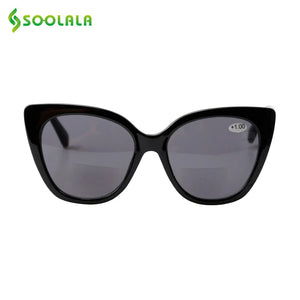 SOOLALA Cat Eye Bifocal Sunglasses Reading Glasses Women Men Designer Sunglasses Diopter Anti Blue Reading Sunglasses 1.0 to 4.0