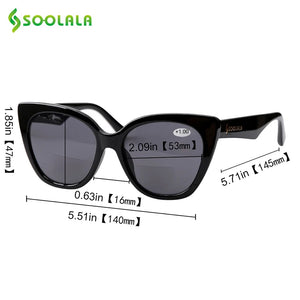 SOOLALA Cat Eye Bifocal Sunglasses Reading Glasses Women Men Designer Sunglasses Diopter Anti Blue Reading Sunglasses 1.0 to 4.0