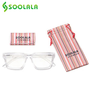 SOOLALA Square Glasses Frame Man Woman Spring Hinged Blue Light Blocking Optical Computer Eyeglasses Prescription Myopia Frame