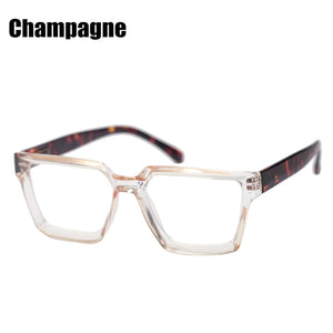 SOOLALA Square Glasses Frame Man Woman Spring Hinged Blue Light Blocking Optical Computer Eyeglasses Prescription Myopia Frame
