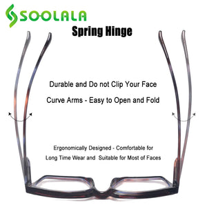 SOOLALA Square Glasses Frame Man Woman Spring Hinged Blue Light Blocking Optical Computer Eyeglasses Prescription Myopia Frame