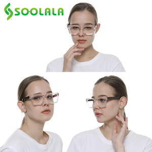 SOOLALA Square Glasses Frame Man Woman Spring Hinged Blue Light Blocking Optical Computer Eyeglasses Prescription Myopia Frame