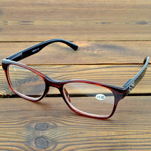 Carica l&#39;immagine nel visualizzatore di Gallery, Ladies Rectangle Brown Frame Point Diamond Decoration Handcrafted Eyeglasses Reading Glasses +0.75 +1 +1.25 +1.5 +1.75 To +4