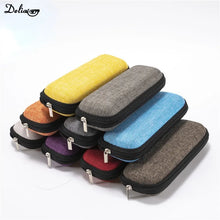 Load image into Gallery viewer, Simple Linen Material Student Myopia Glasses Case Eva Zipper Bag Reading Glasses Square Zipper Box