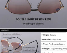 Load image into Gallery viewer, Bifocal Reading Glasses Men Anti Fatigue Presbyopic Eyeglasses Business Ultralight Tea Resin Eyewear Look Far and Near 0 To +400