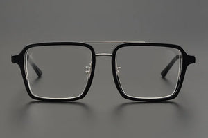 Japanese Designer Brand Eyeglasses Frames Square Rectangular Glasses with Double Bridges Classical Retro Men Eyewear