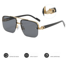 Carica l&#39;immagine nel visualizzatore di Gallery, Double Layered Glasses Frame Half Frame Gradient Sunglasses Men Driving with Sunscreen Metal Sunglasses