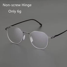 Load image into Gallery viewer, Screw Free Hinge Designer Germany Brand Glasses Men Super Thin Stainless Steel Retro Round Eyeglasses Women Spectacle Frame