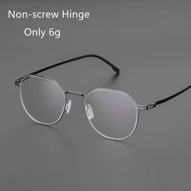Screw Free Hinge Designer Germany Brand Glasses Men Super Thin Stainless Steel Retro Round Eyeglasses Women Spectacle Frame