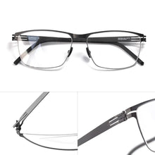 Load image into Gallery viewer, Screwless Eyeglasses Frame for Men Germany Berlin Design Ultra Light Thin Metal Eyeglasses Mens Business Square Full Rim Glasses
