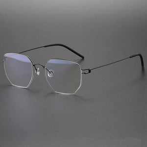 Screwless Pure Titanium Glasses Frame Polygon Men Ultralight Prescription Eyeglasses Women Optical Myopia Lens Spectacle Eyewear