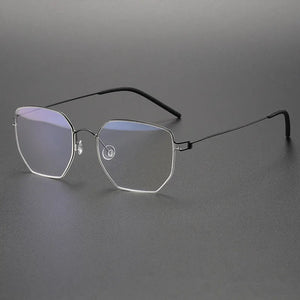 Screwless Pure Titanium Glasses Frame Polygon Men Ultralight Prescription Eyeglasses Women Optical Myopia Lens Spectacle Eyewear