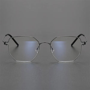 Screwless Pure Titanium Glasses Frame Polygon Men Ultralight Prescription Eyeglasses Women Optical Myopia Lens Spectacle Eyewear
