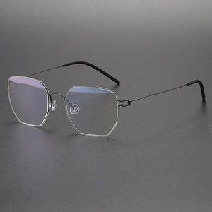 Screwless Pure Titanium Glasses Frame Polygon Men Ultralight Prescription Eyeglasses Women Optical Myopia Lens Spectacle Eyewear