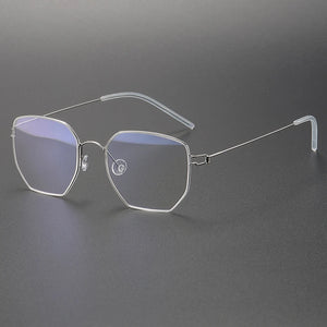 Screwless Pure Titanium Glasses Frame Polygon Men Ultralight Prescription Eyeglasses Women Optical Myopia Lens Spectacle Eyewear