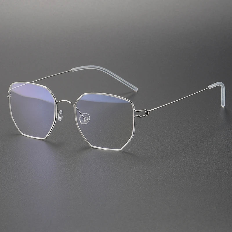 Screwless Pure Titanium Glasses Frame Polygon Men Ultralight Prescription Eyeglasses Women Optical Myopia Lens Spectacle Eyewear