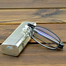 Load image into Gallery viewer, Glasses Material Lenses Foldable Antenna Reading Glasses with Golden Case +1 +1.5 +2 +2.5 +3 +3.5 +4
