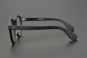 Handmade Classical Round Acetate Eyeglasses Frames Men Fashionable  Glasses Women Matte Black High Quality Eyewear