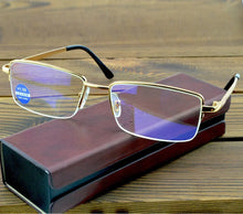 Load image into Gallery viewer, Executive Office Style Golden 12-layer Coating Reading Glasses for Men with PU Case +0.75 +1 +1.25 +1.5 +1.75 +2 +2.5 to +4