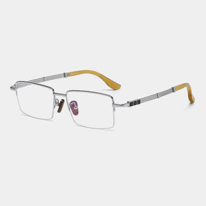 Natural Horns Handmade Pure Titanium Glasses Frame Men Square Prescription Eyeglasses Frame Retro Luxury Brand Designer Eyewear