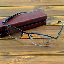 Load image into Gallery viewer, Business Men Half Rim Progressive Photochromic Reading Glasses with PU Case +0.75 to +4 See Near N Far, Indoor N Outdoor
