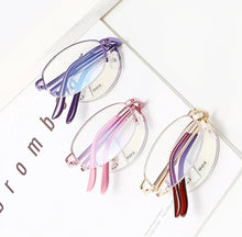 Load image into Gallery viewer, Oval Semi-rim Reading Glasses Women Foldable Portable High Quality Alloy Elegant Retro Anti Fatigue Anti Blu 1 2 3 to 4